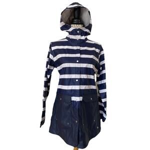 Herschel Rainwear Border Stripe/ Peacoat Parka Size Small